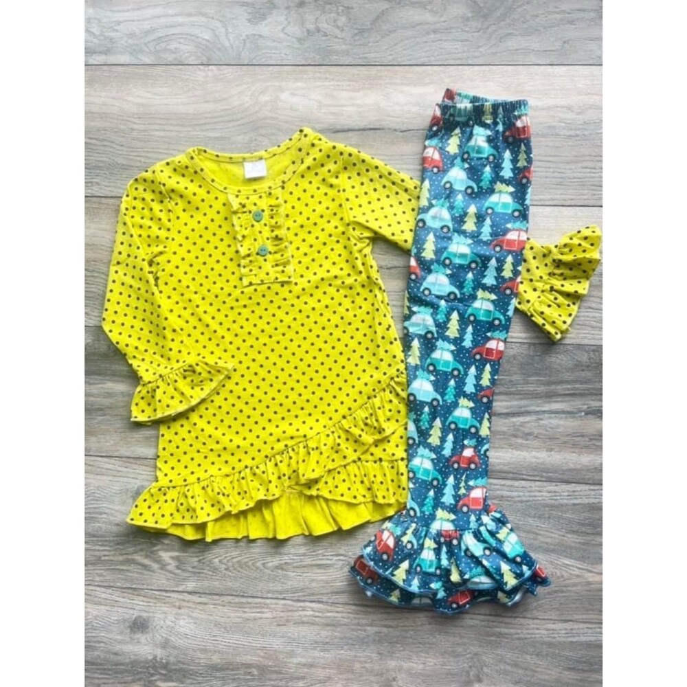 Girls Boutique Holiday Outfit Ruffle Dress & Pants 2T 2 2Y